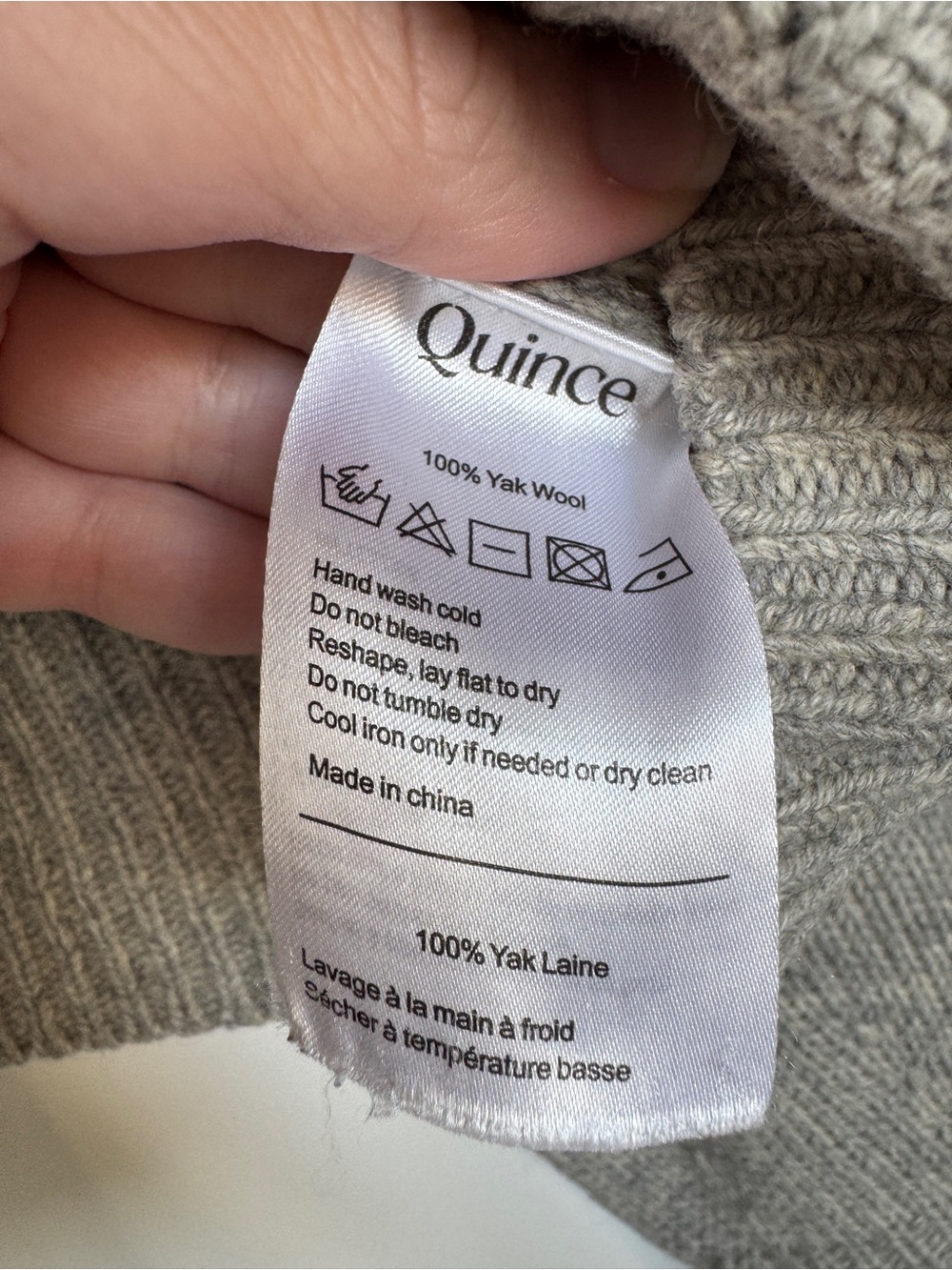 EUC QUINCE 100% Yak Wool Pointelle Detail Relaxed Crew Warm Heather Grey Size XL - Picture 11 of 15